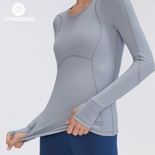 水沐伊朵瑜伽服女秋冬高弹透气贴身无束缚感长袖上衣5528 商品图3