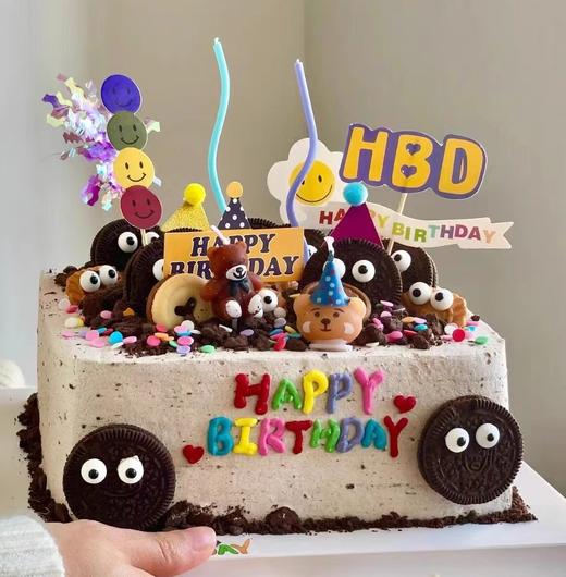 【优品系列】---【小熊方形奥利奥】儿童周岁、男生生日蛋糕 商品图0