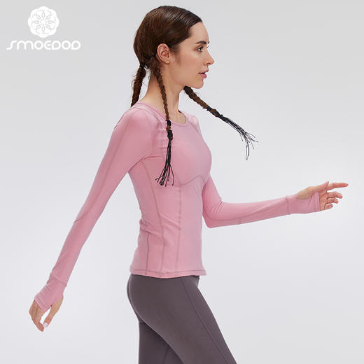 水沐伊朵瑜伽服女秋冬高弹透气贴身无束缚感长袖上衣5528 商品图4