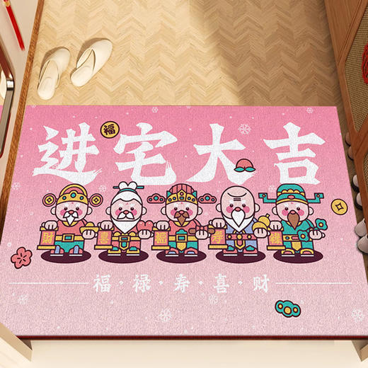 【财源滚滚来❗️财到进门地垫】国潮风新年财入户门垫玄关进门安全防滑易打理水晶绒地垫 商品图3