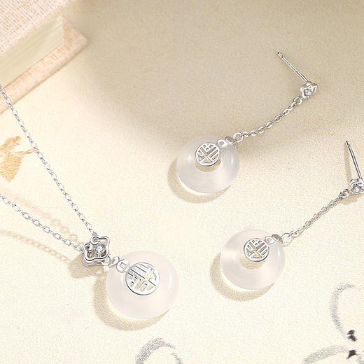 【福运平安扣】S925银镀14K金和田玉项链【JHY-N001362X】 商品图2