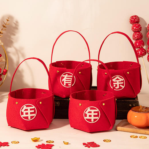 【柿柿如意❗️国潮喜庆吉祥手提篮】春节，新创意无纺布糖果摆盘，DIY材料包+加厚无纺布新年手提篮糖果摆盘QQ 商品图10