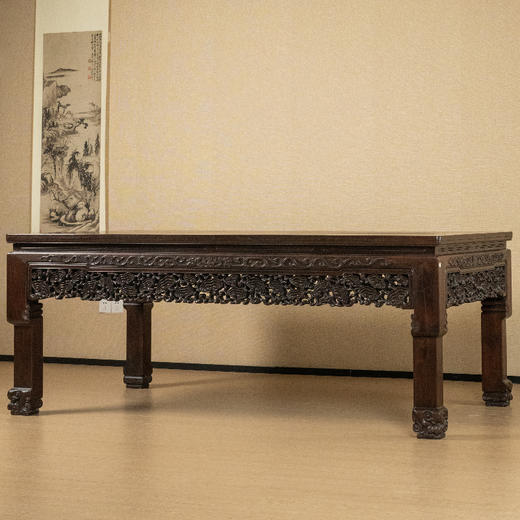 清 红木透雕灵芝纹大画桌 商品图4