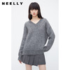 NEELLY纳俪商场同款灰色V领套头毛衣女高级感慵懒洋气百搭针织衫N23121A01208 商品缩略图0