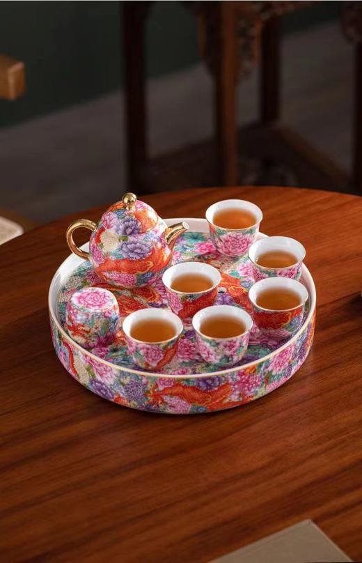 腾龙盛世万花珐琅9头茶器套装 商品图2