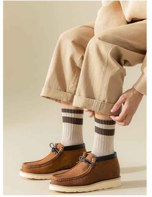 老米优品/ 男款！《双杠复古设计男士加绒毛圈袜》男士中筒袜，冬季加厚保暖简约两杠加绒长袜毛巾底袜子 商品图9