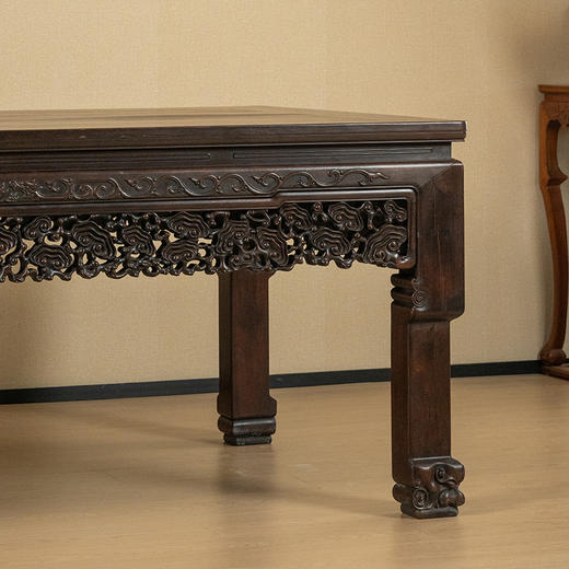 清 红木透雕灵芝纹大画桌 商品图3