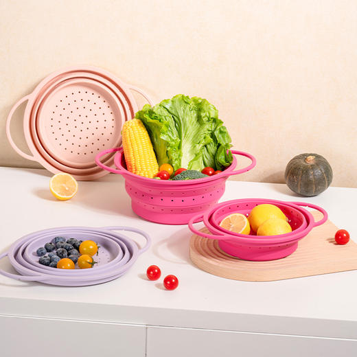 OTB铂金硅胶折叠沥水篮 商品图0