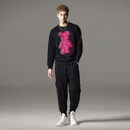 PINLI品立2024秋冬新款男士烫钻圆领卫衣宽松休闲上衣BG233109044 商品图3