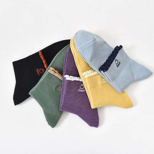 洁丽雅5双装短袜女袜精梳棉牙边刺绣短筒女袜亲肤舒适简约袜子女 商品图1