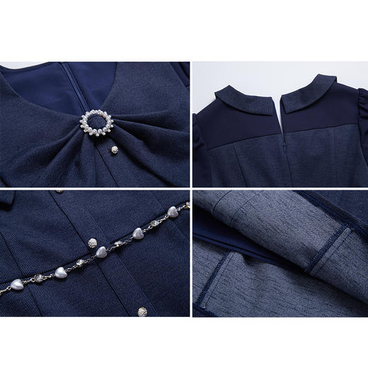 司歌冬连衣裙精致优雅v领长袖裙子收腰气质A881093 商品图1