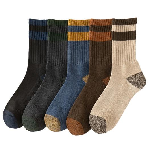 老米优品/ 男款！《双杠复古设计男士加绒毛圈袜》男士中筒袜，冬季加厚保暖简约两杠加绒长袜毛巾底袜子 商品图4