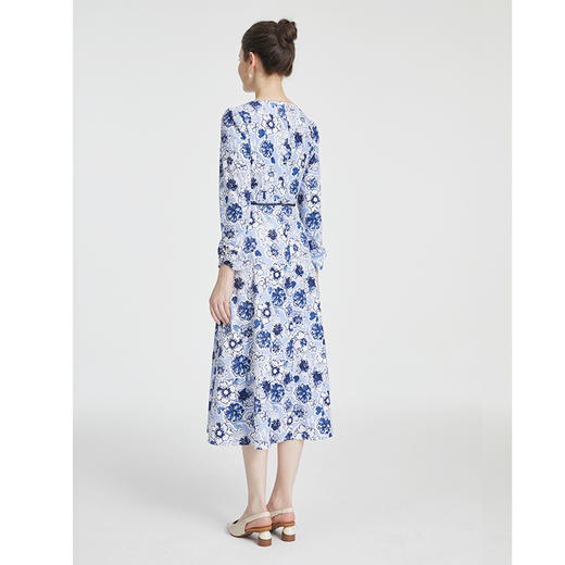 司歌印花灯芯绒连衣裙长袖显瘦端庄气质A881205 商品图3