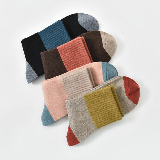 洁丽雅4双装美丽奴羊毛中筒女袜亲肤保暖简约柔软舒适袜子女 商品图1