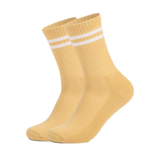 洁丽雅3双装纯棉加厚毛圈时尚长筒女袜条纹款亲肤保暖袜子女 商品图2