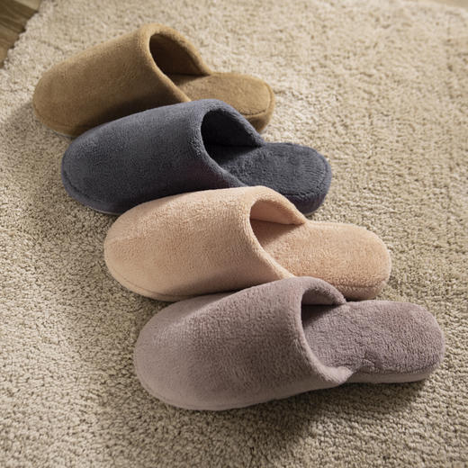 【短毛绒拖鞋】日式无印毛绒拖鞋良品家居静音防水拖鞋秋冬保暖绒布拖鞋厚男女拖 商品图1