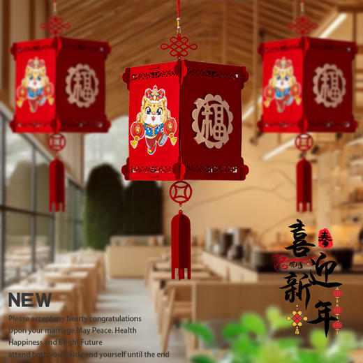 【立体不变形❗️喜迎新年挂件】方形双层宫灯 圆形宫灯 蛇年过年春节福字灯笼新年元宵装饰挂饰商场家用室内场景布置 商品图1