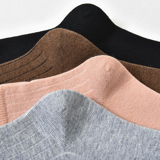 洁丽雅4双装羊毛女袜中筒袜保暖亲肤简约纯色袜子女 商品图5