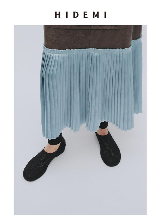 HIDEMI 网格艺术感编织系列圆头一脚蹬拉链平底鞋 商品图10