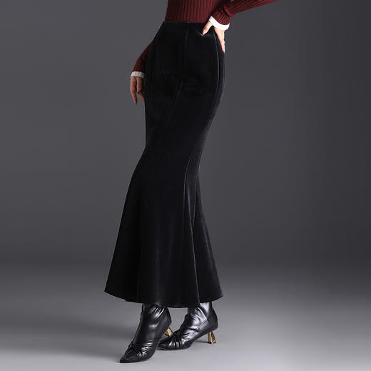 纯色简约，时髦优雅洋气包臀鱼尾裙秋冬款长款修身气质半身裙MYX-28132 商品图2