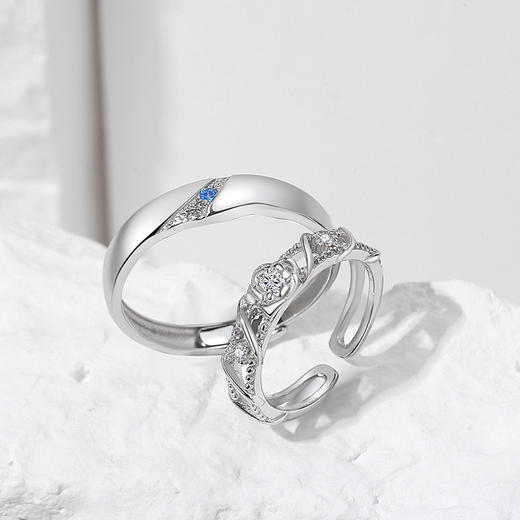 【荒漠玫瑰】S925银玫瑰情侣戒指【JHY-C000579B】 商品图1