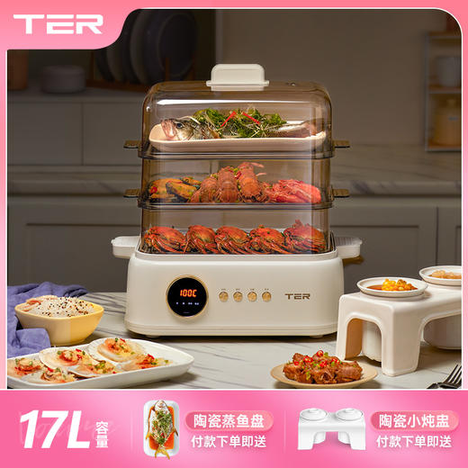 TER电蒸锅分区控制多功能家用大容量蒸炖锅蒸炖一体全自动蒸汽锅 商品图5