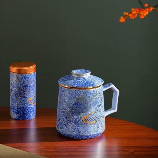 腾龙盛世999纯银掐丝珐琅青花杯罐套装 商品图4