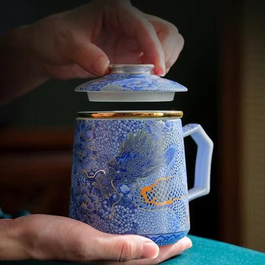 腾龙盛世999纯银掐丝珐琅青花杯罐套装 商品图0