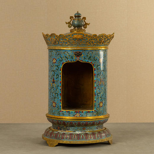 清 铜胎掐丝珐琅八吉祥毗卢顶圆形佛龛 商品图0