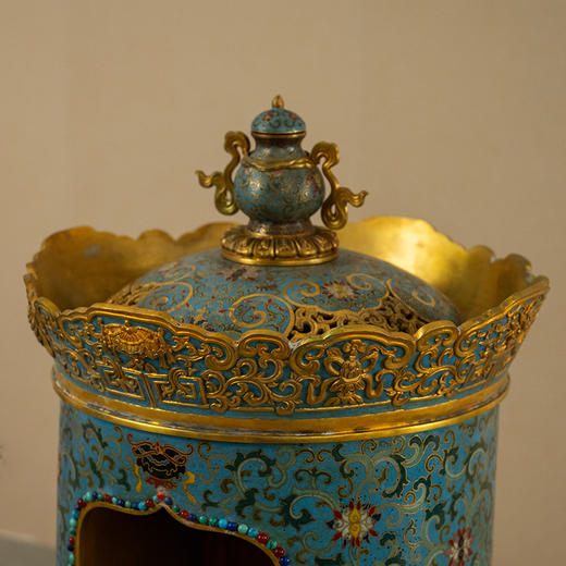 清 铜胎掐丝珐琅八吉祥毗卢顶圆形佛龛 商品图1