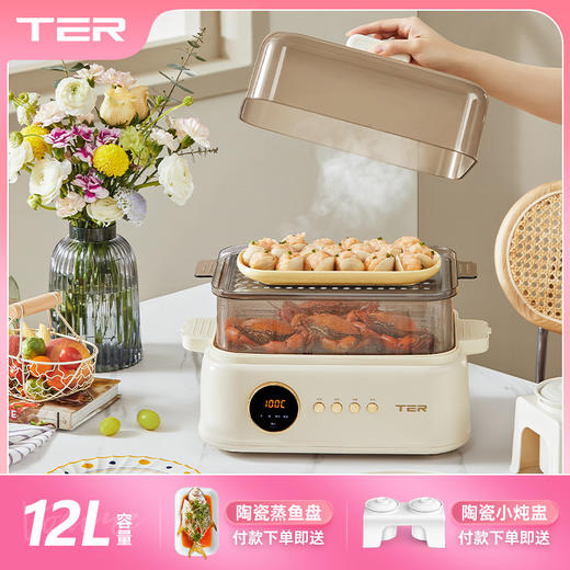 TER电蒸锅分区控制多功能家用大容量蒸炖锅蒸炖一体全自动蒸汽锅 商品图3
