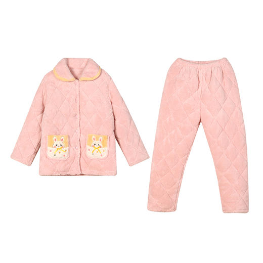 都市丽人夹棉系列睡衣女家居服长毛绒加厚夹棉套装冬季家居服LH31R7 商品图0