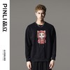 PINLI品立2024冬季新款压褶印花卡通猫圆领套头卫衣男BG233109047 商品缩略图0