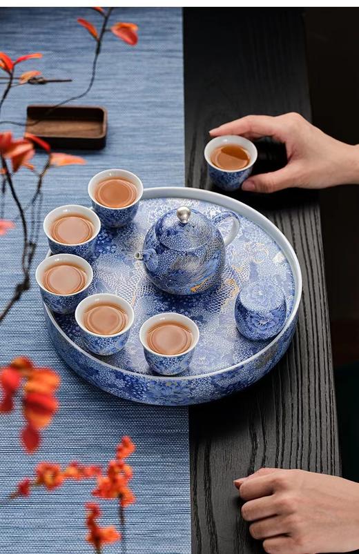 腾龙盛世999纯银掐丝珐琅青花12头茶器套装 商品图4