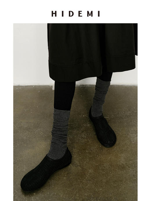 HIDEMI 网格艺术感编织系列圆头一脚蹬拉链平底鞋 商品图9