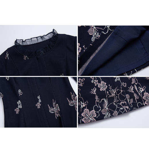 司歌印花圆领连衣裙毛织长袖冬裙R881129 商品图1