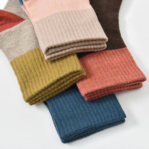 洁丽雅4双装美丽奴羊毛中筒女袜亲肤保暖简约柔软舒适袜子女 商品图2