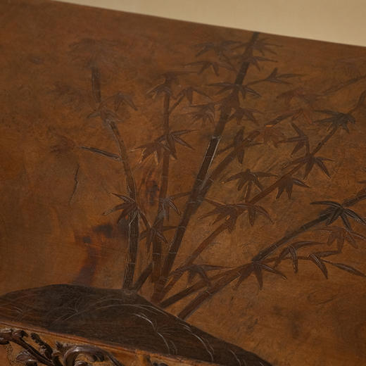 清光绪 瘿木嵌紫檀竹梅双清一块玉架几案 商品图2