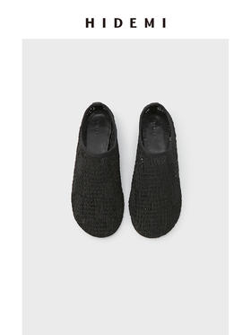 HIDEMI 网格艺术感编织系列圆头一脚蹬拉链平底鞋