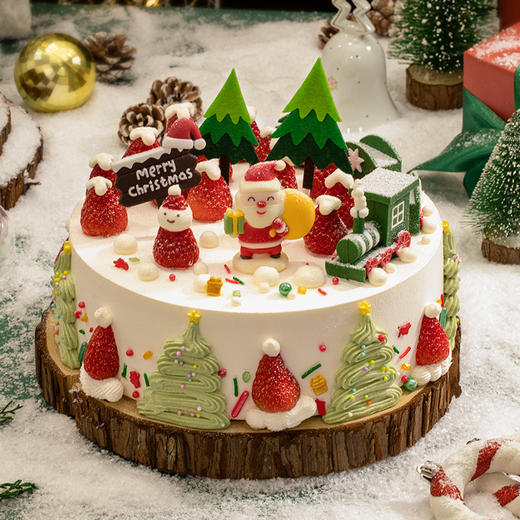 【圣诞礼】圣诞节限定款蛋糕，色泽红润的新鲜草莓，覆于雪白奶油之上， 交织成冬日的微酸与清甜。（赣州幸福西饼q） 商品图4