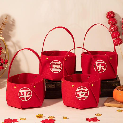 【柿柿如意❗️国潮喜庆吉祥手提篮】春节，新创意无纺布糖果摆盘，DIY材料包+加厚无纺布新年手提篮糖果摆盘QQ 商品图8