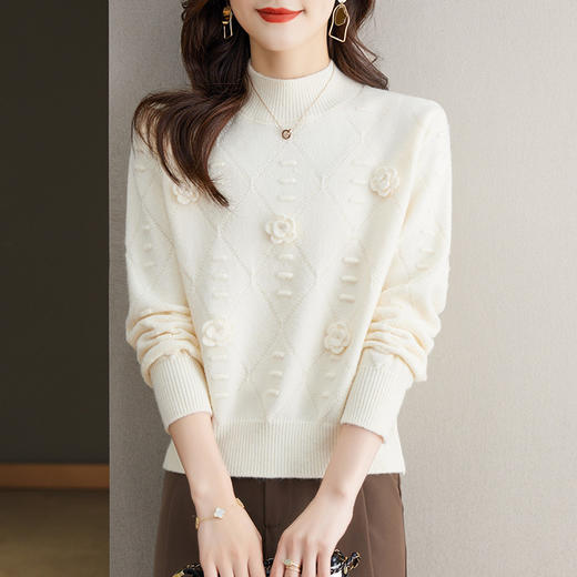短款毛衣女小个子加厚内搭半高领打底衫时尚洋气上衣CC-27-2393 商品图0