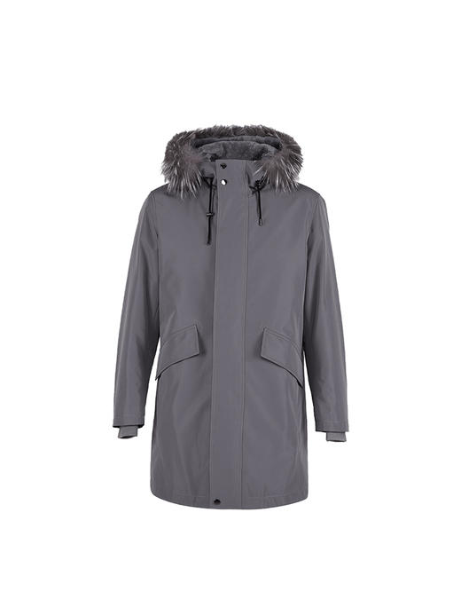 callisto灰色中长款可拆卸羊毛皮内胆尼克服 FRFUR028C 商品图0