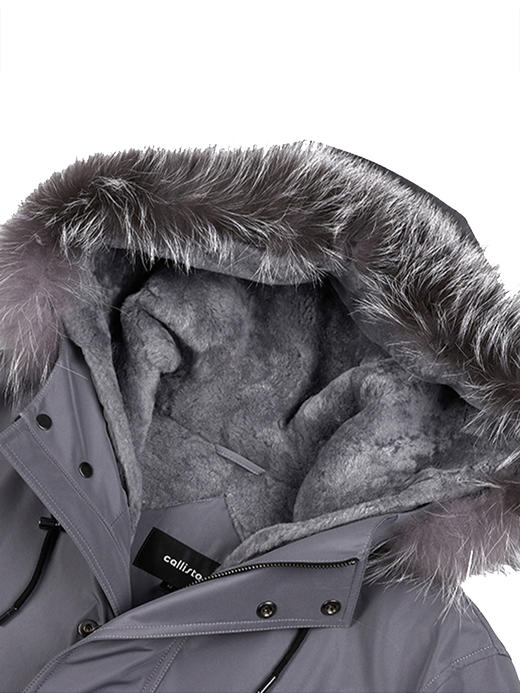 callisto灰色中长款可拆卸羊毛皮内胆尼克服 FRFUR028C 商品图1