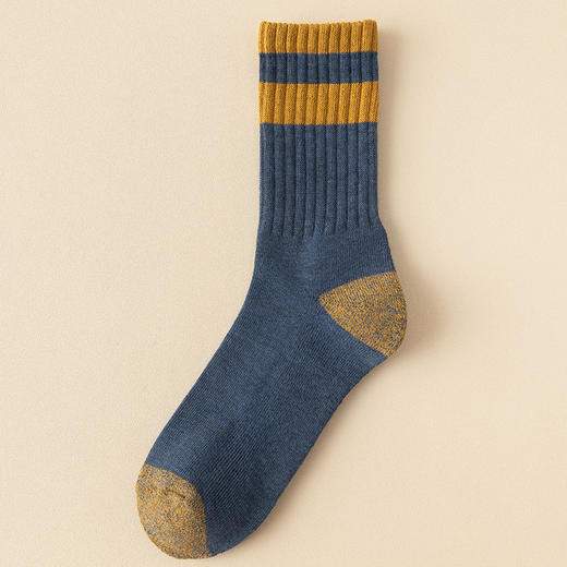 老米优品/ 男款！《双杠复古设计男士加绒毛圈袜》男士中筒袜，冬季加厚保暖简约两杠加绒长袜毛巾底袜子 商品图6