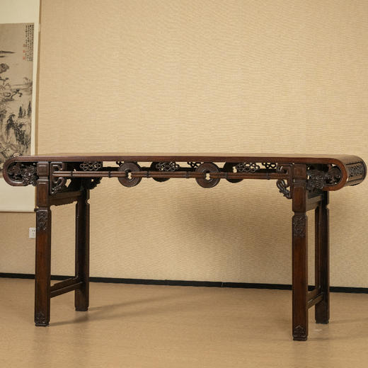 清 红木拱璧纹书卷式平头案 商品图4