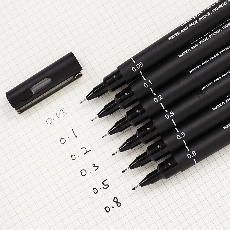 日本三菱针管笔PIN-200绘图漫画用防水黑色勾线笔