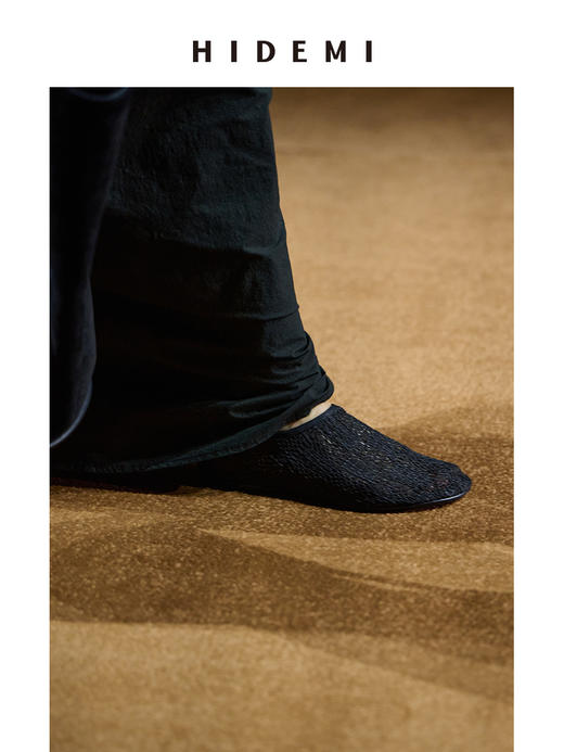 HIDEMI 网格艺术感编织系列圆头一脚蹬拉链平底鞋 商品图13