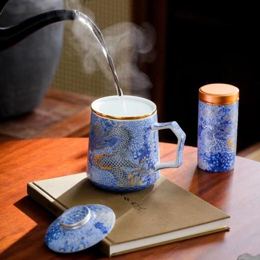 腾龙盛世999纯银掐丝珐琅青花杯罐套装 商品图1