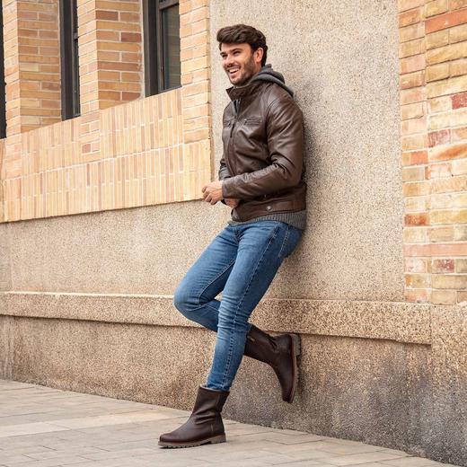 限时特价——西班牙原产羊毛款皮毛一体男士皮靴酒红色FLC10(高品质纯天然羊毛内衬) 商品图5